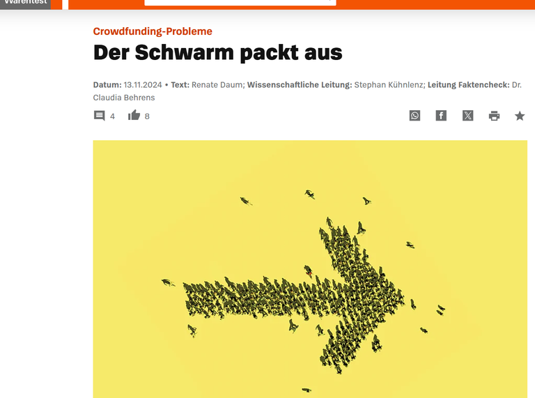 Zeitschrift Test mit Artikel zum Thema Crowdfunding